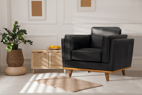 Valencia Artisan Leather Accent Chair, Black Color