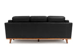 Valencia Artisan Wide Three Seats Leather Sofa, Black Color