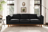 Valencia Artisan Wide Three Seats Leather Sofa, Black Color