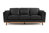 Valencia Artisan Wide Three Seats Leather Sofa, Black Color