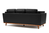 Valencia Artisan Wide Three Seats Leather Sofa, Black Color