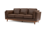 Valencia Artisan Wide Three Seats Leather Sofa, Dark Chocolate Color