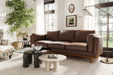 Valencia Artisan Wide Three Seats Leather Sofa, Dark Chocolate Color