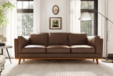 Valencia Artisan Wide Three Seats Leather Sofa, Dark Chocolate Color