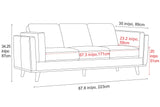 Valencia Artisan Wide Three Seats Leather Sofa, Black Color