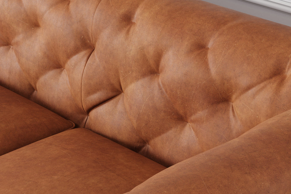 Valencia Avery Top Grain Leather Three Seats, Cognac