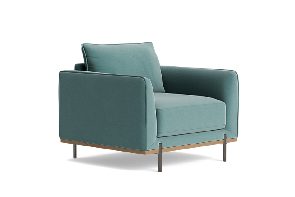 Valencia Azure Velvet Fabric Accent Chair, Sky Blue