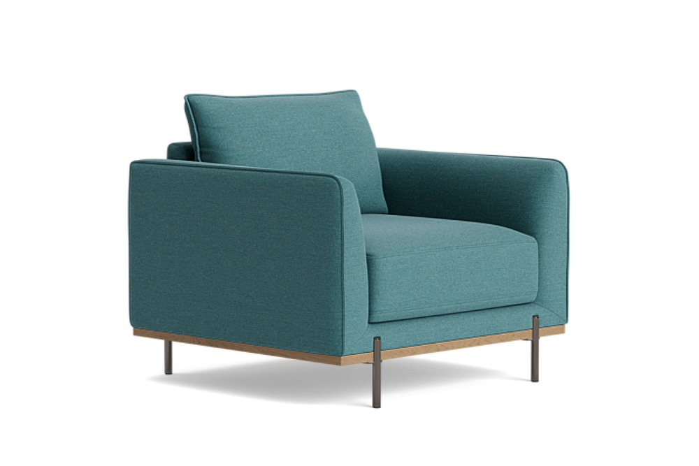 Valencia Azure Weaved Fabric Accent Chair, Aqua