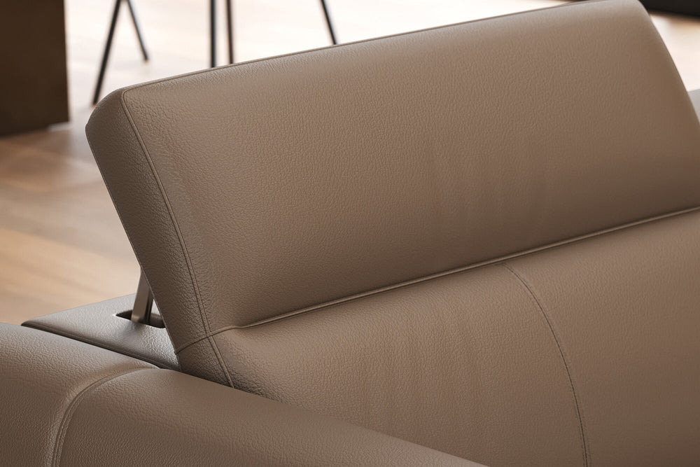 Valencia Carmen Leather Loveseat Dual Recliner with Console Sofa, Brown
