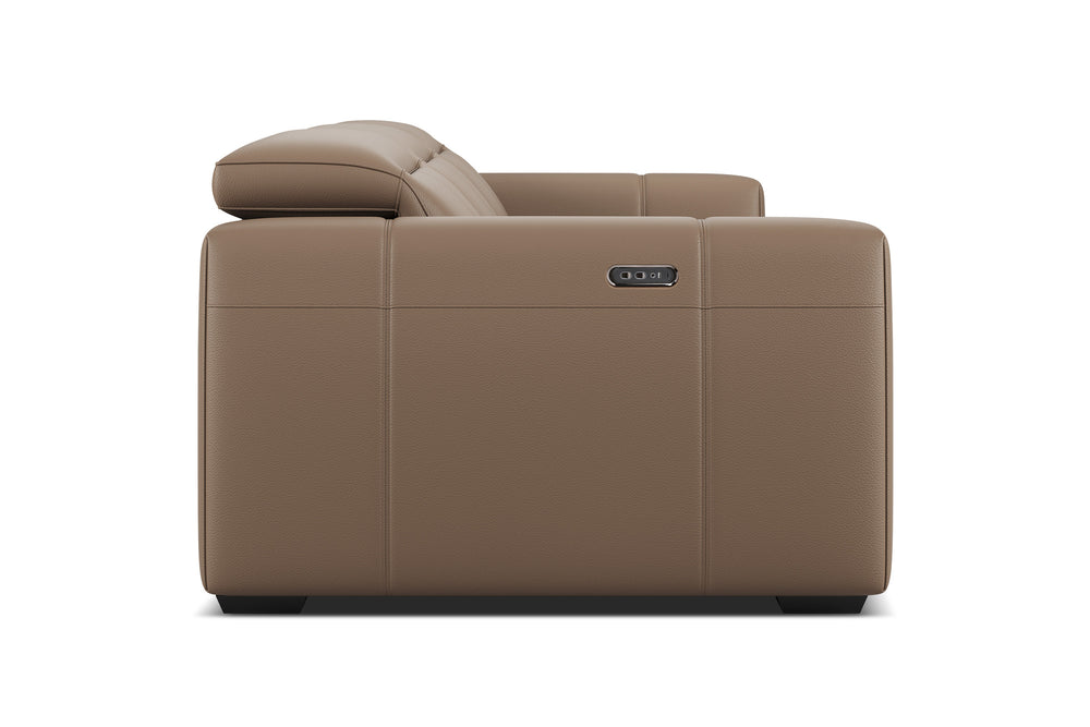 Valencia Carmen Leather Loveseat Dual Recliner with Console Sofa, Brown