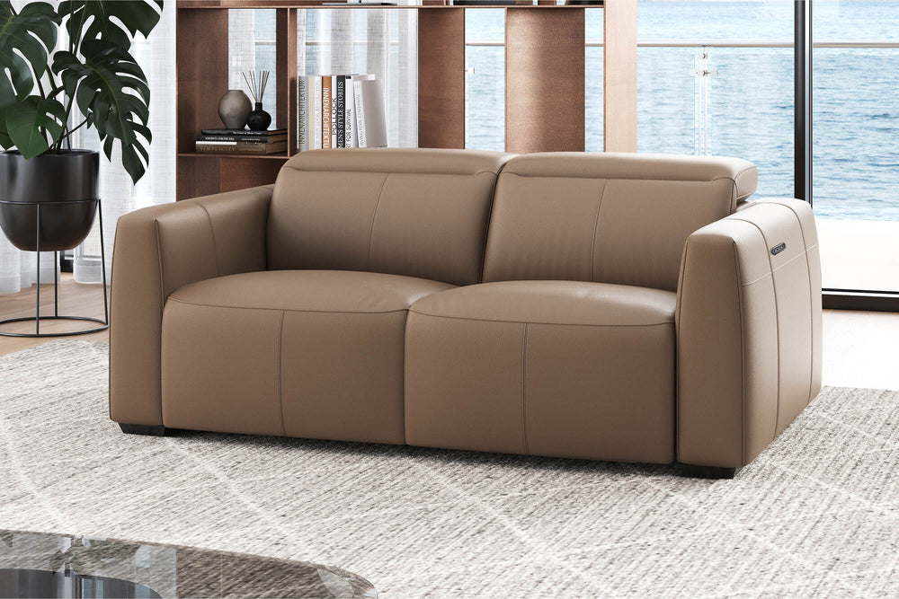 Valencia Carmen Leather 79.5" Loveseat with Dual Recliner Sofa, Brown