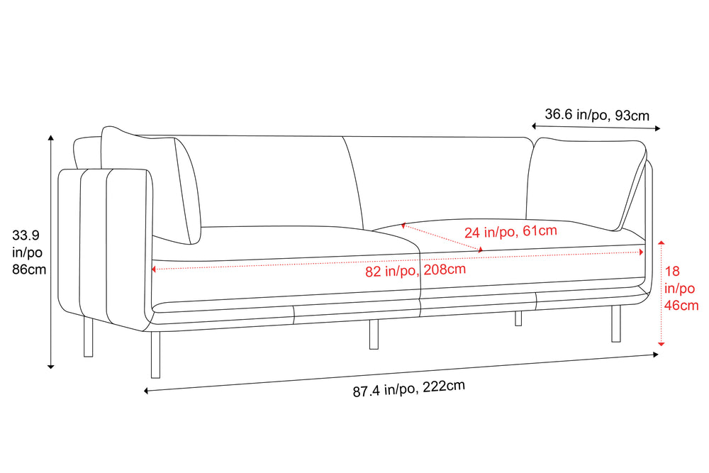 Valencia Chloe Contemporary Italian Nappa 11000 Leather Wide Sofa, Cognac Color