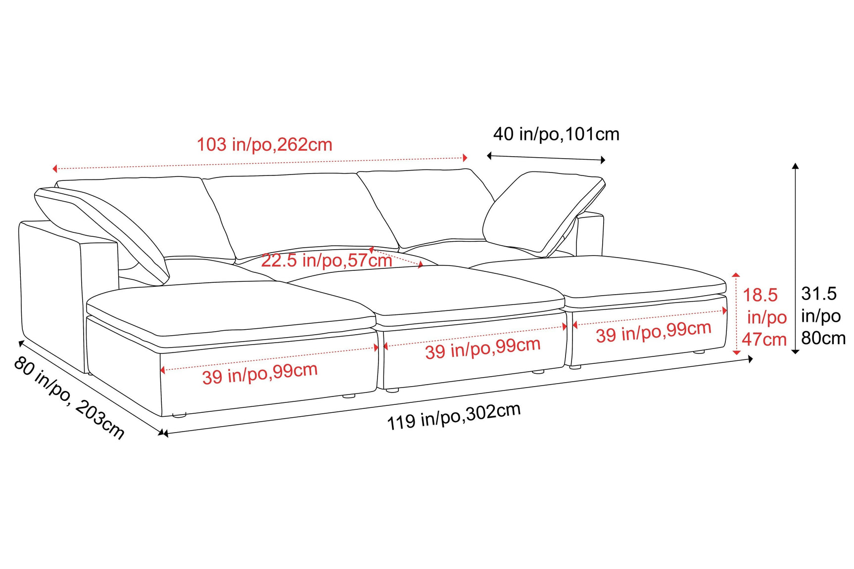 Claire Leather Modular Sofa