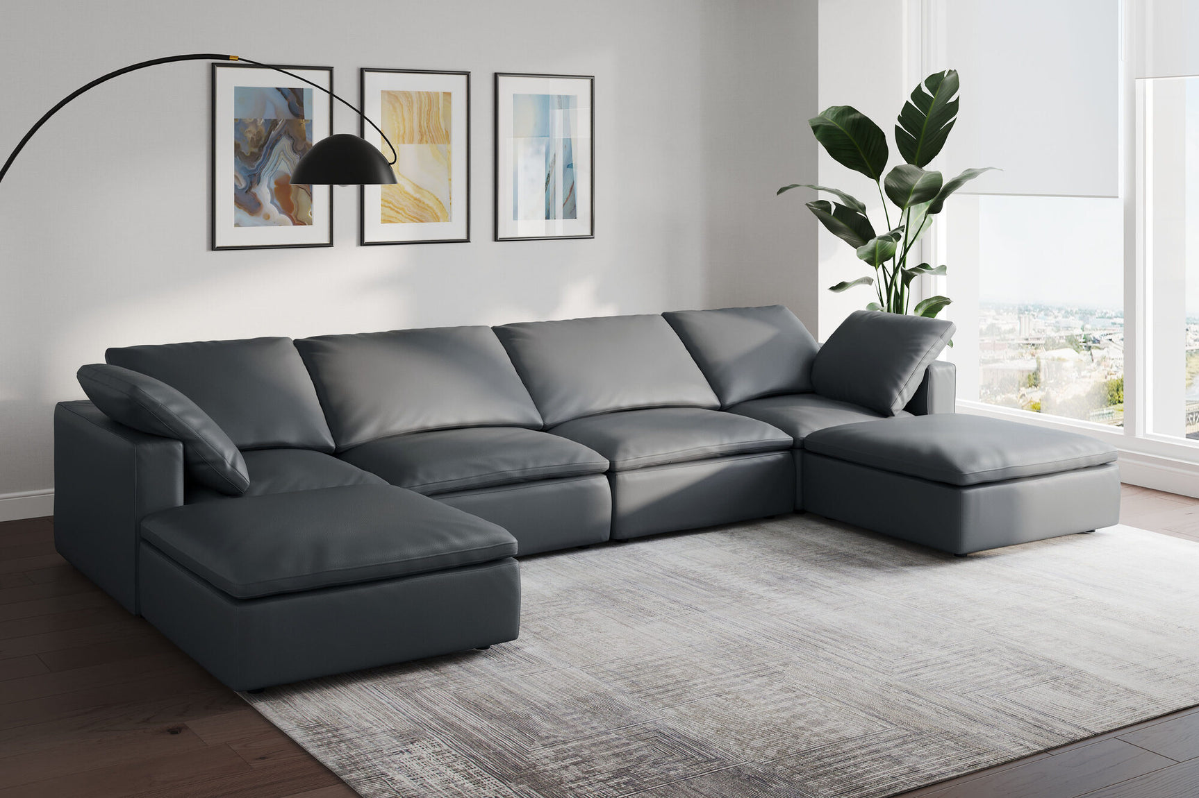 Claire Leather Ottoman