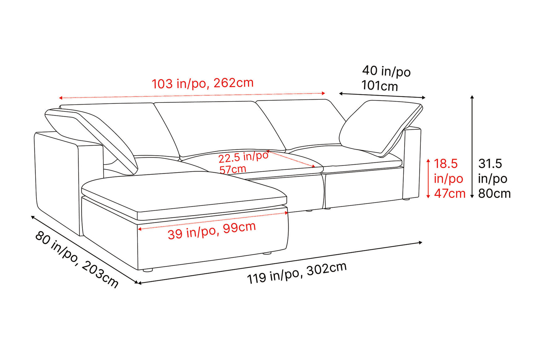 Claire Leather Modular Sofa