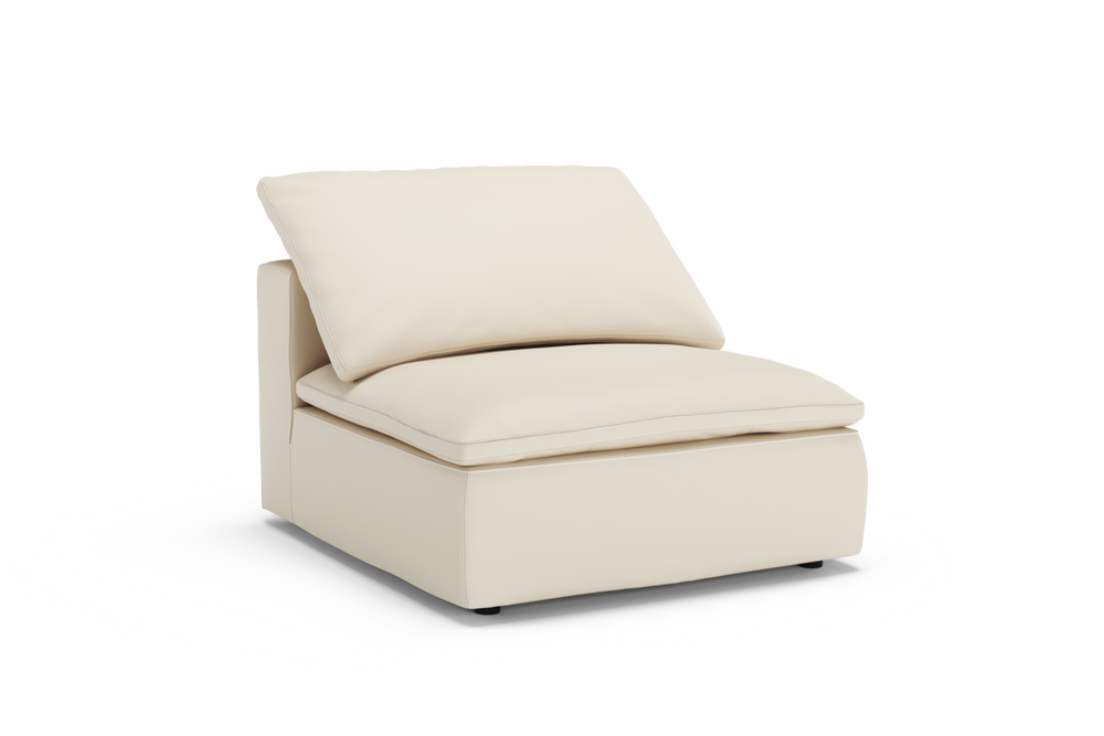 Valencia Claire Full-Aniline Leather Armless Piece, Beige