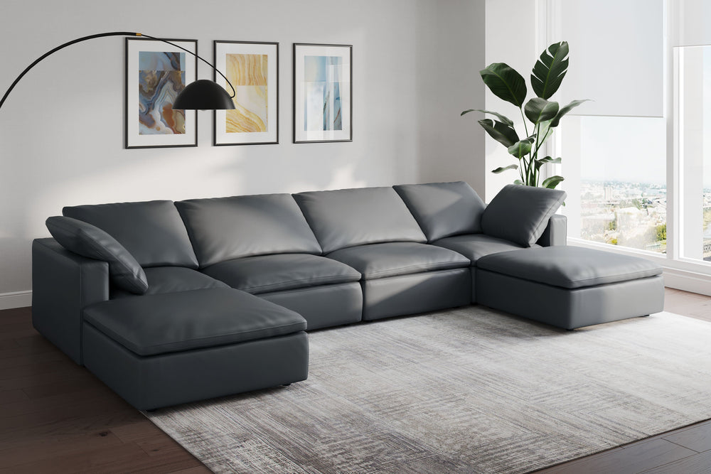 Valencia Claire Full-Aniline Leather Armless Piece, Charcoal Grey