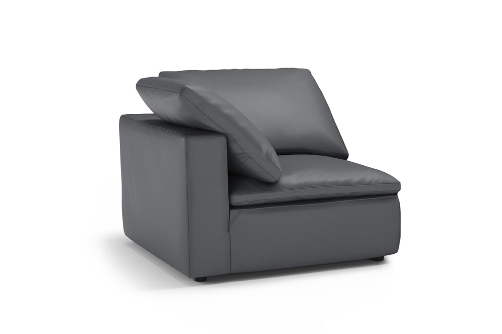 Valencia Claire Full-Aniline Leather Cloud Feel Ottoman, Charcoal Grey