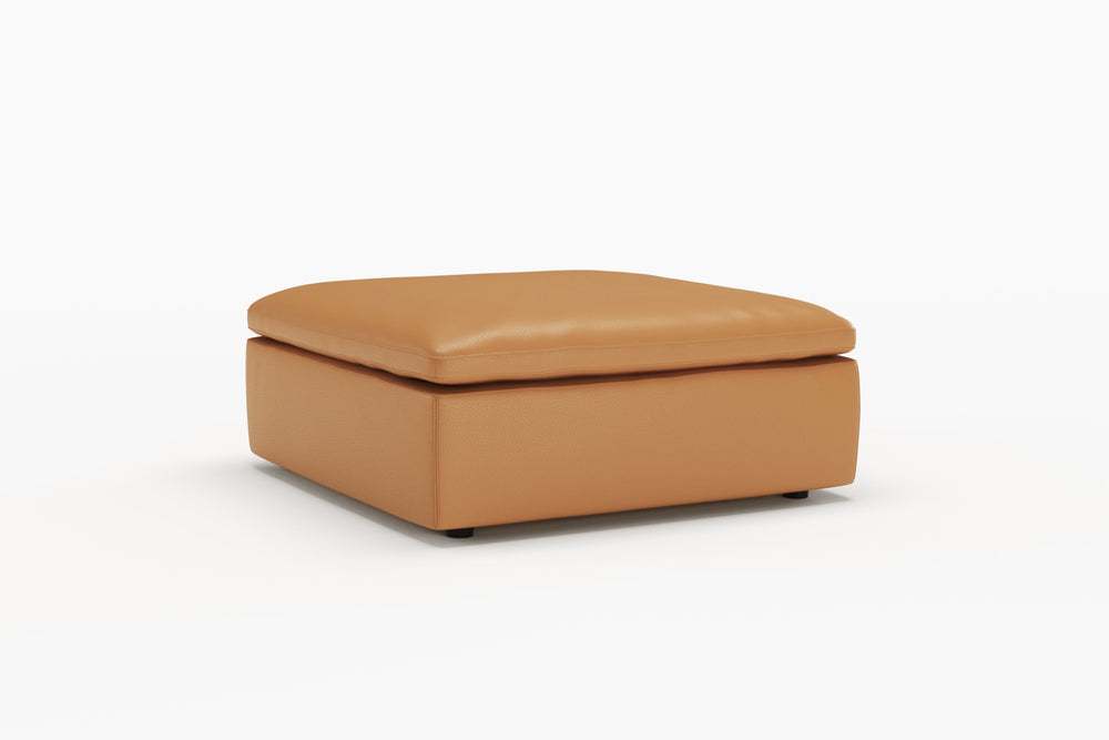 Valencia Claire Full-Aniline Leather Three Seats with 2 Ottomans Cloud Feel Sofa, Cognac