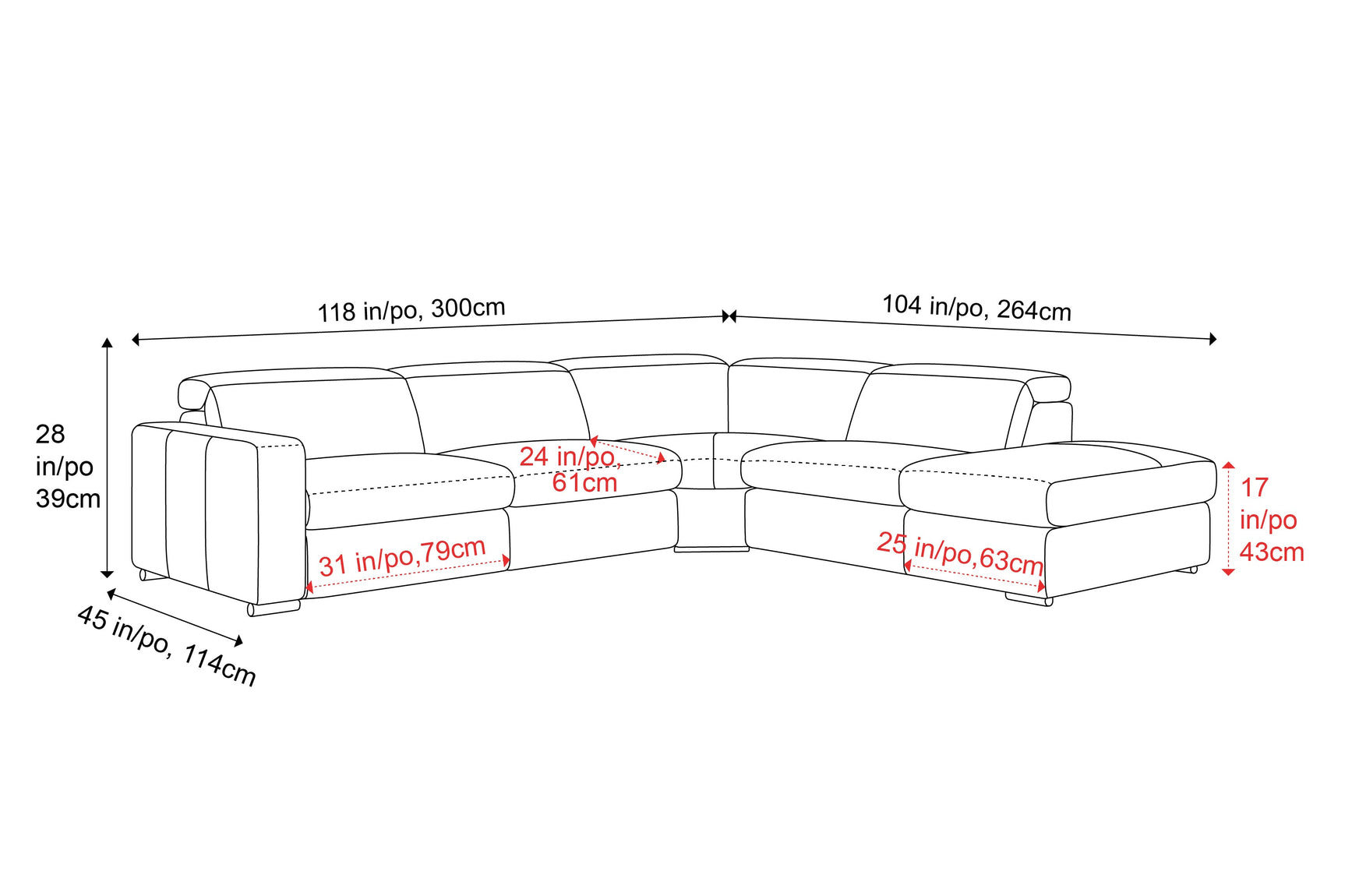 Clara Leather Recliner Sectional Sofa