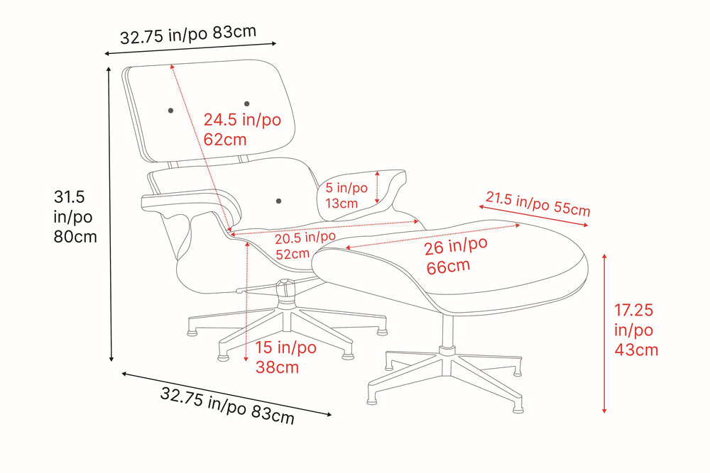 Valencia Armoni Eames Replica Top Grain Leather Lounge Chair & Ottoman, Dark Chocolate Color