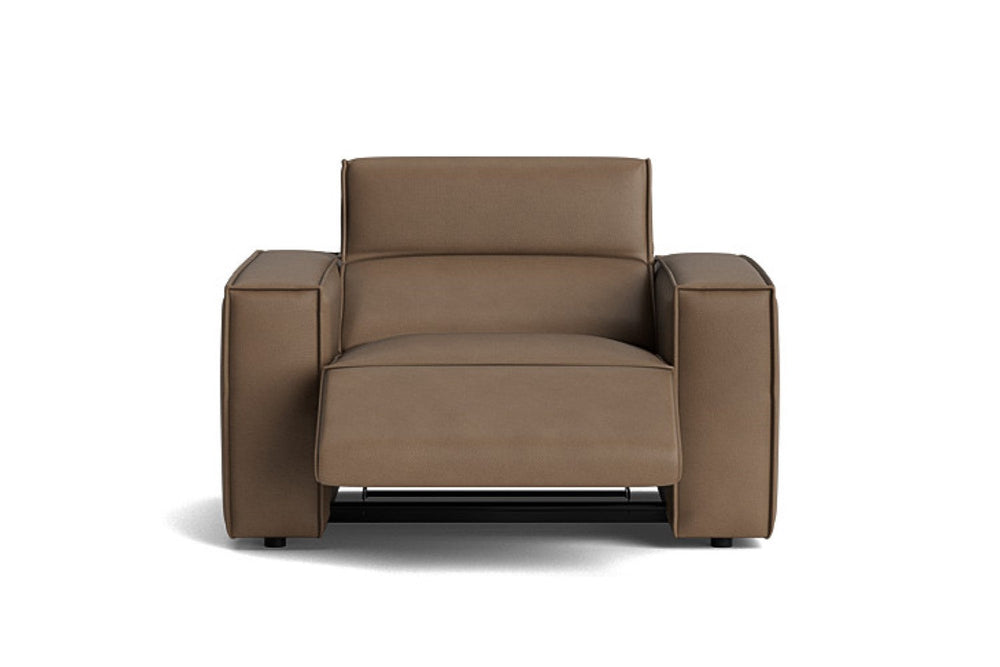 Valencia Emery Top Grain Recliner Leather Sofa Accent Chair, Brown