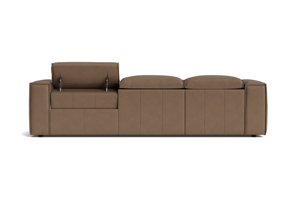 Valencia Emery Leather Sectional Sofa, Recliner Three Seats with Left Chaise, Brown