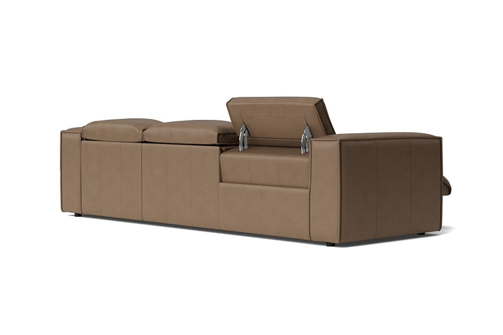 Valencia Emery Leather Sectional Sofa, Recliner Three Seats with Right Chaise, Brown