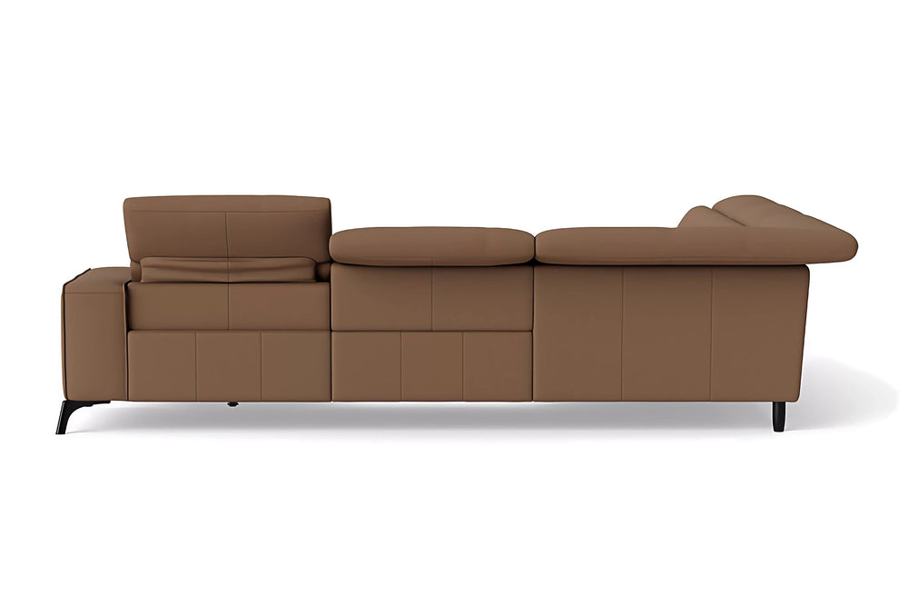 Valencia Esther Top Grain Leather Sofa, L-Shape with Left Chaise, Brown