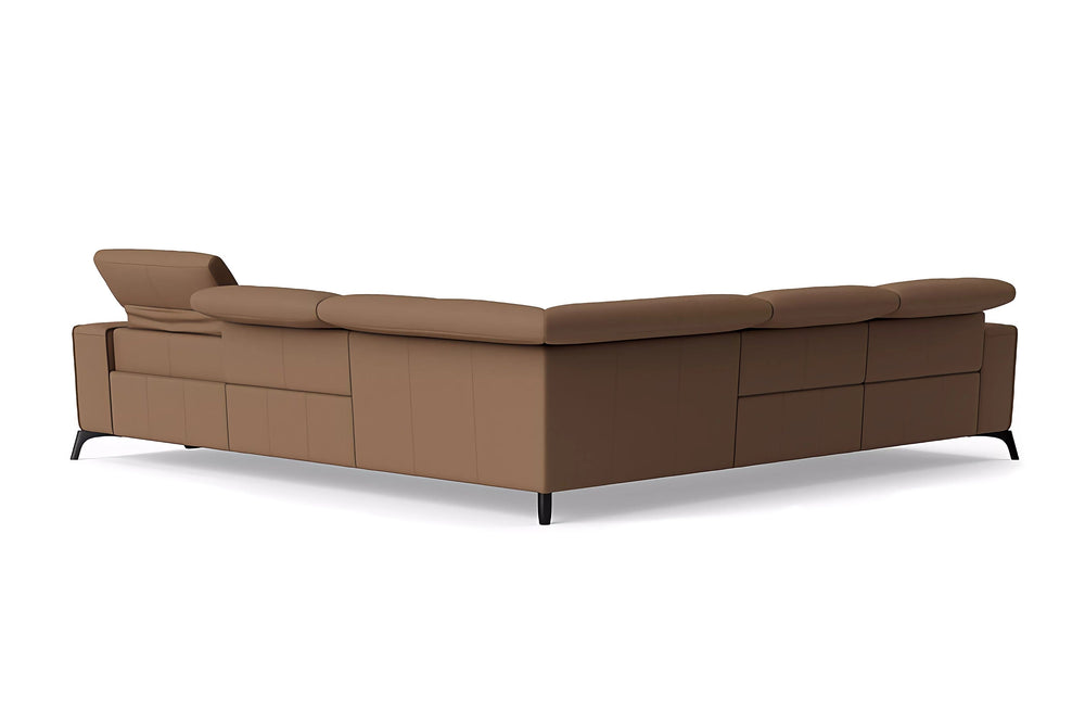 Valencia Esther Top Grain Leather Sofa, L-Shape with Left Chaise, Brown