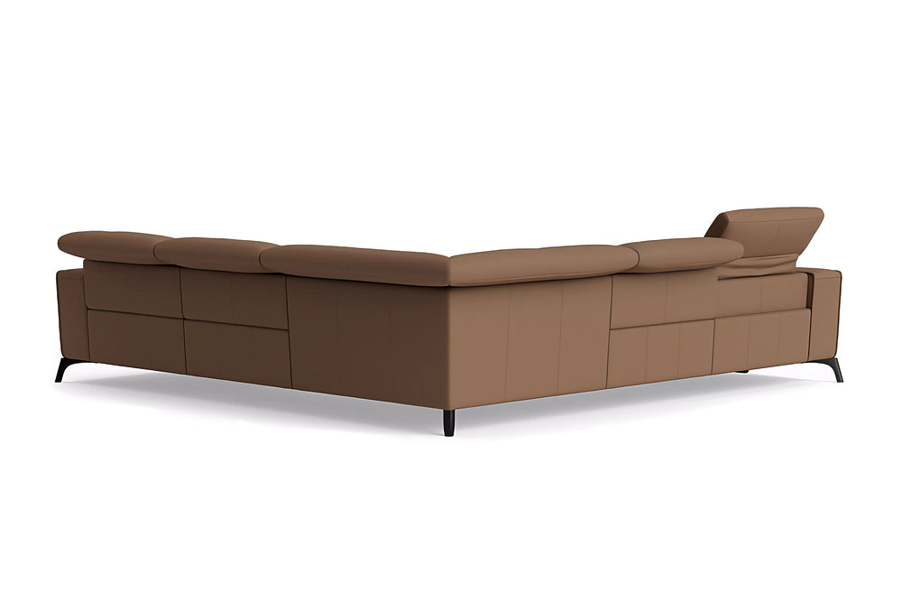 Valencia Esther Top Grain Leather Sofa, L-Shape with Right Chaise, Brown