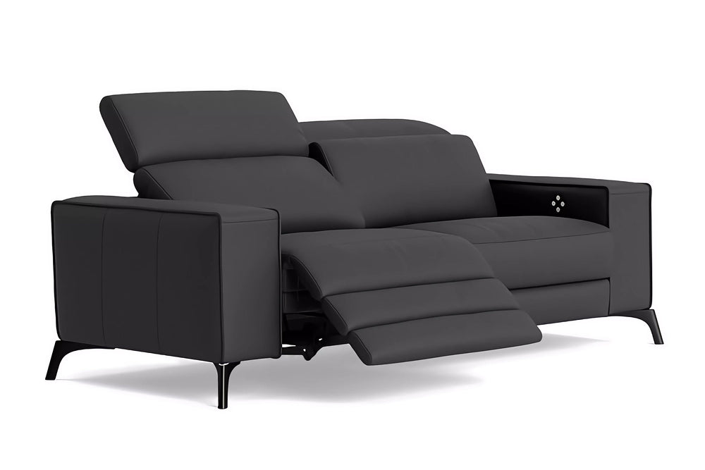 Valencia Esther Top Grain Leather Loveseat Sofa, Black