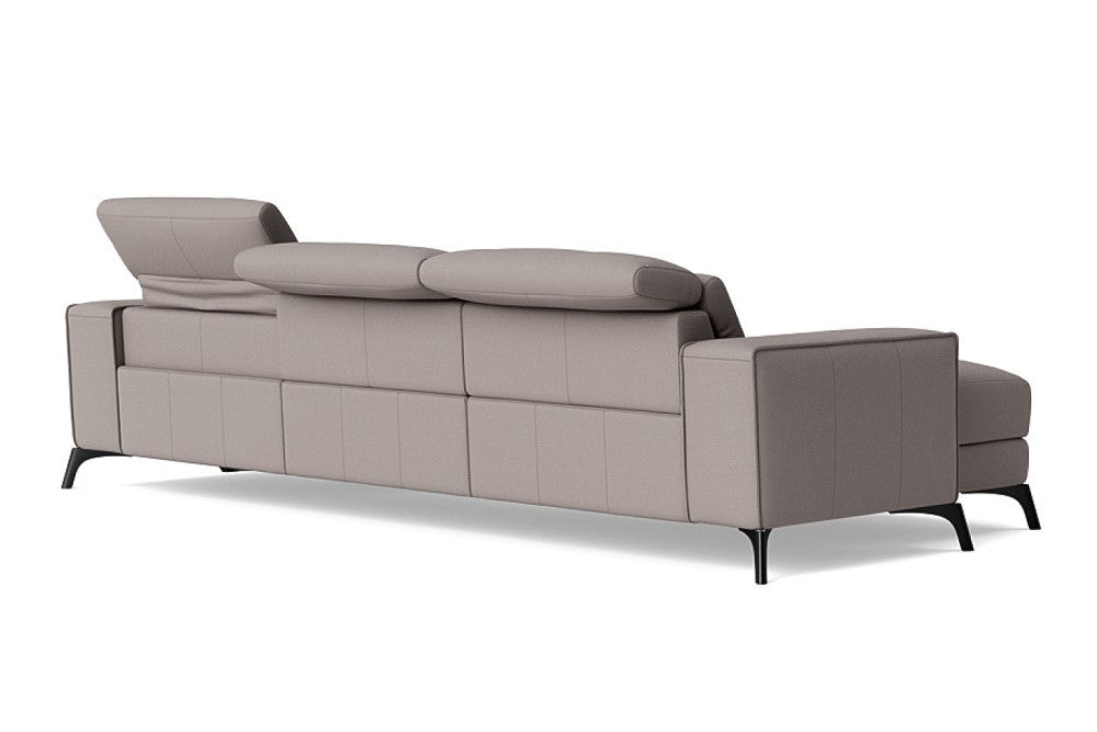Valencia Esther Top Grain Leather Sofa, Three Seats with Left Chaise, Light Grey