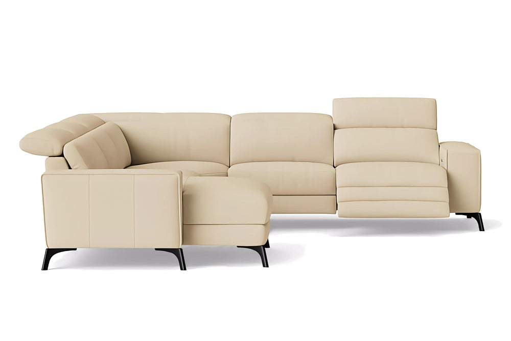 Valencia Esther Top Grain Leather Sofa, L-Shape with Left Chaise, Beige