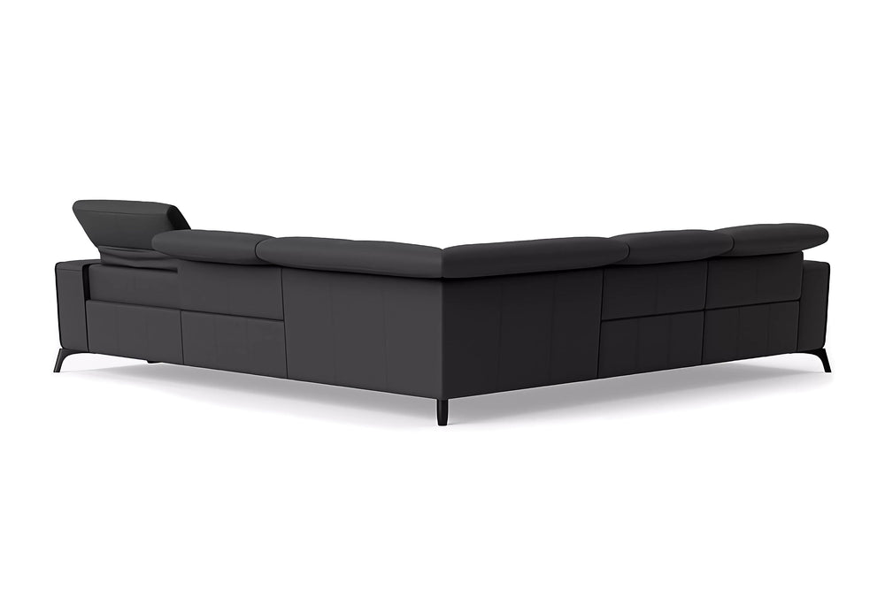 Valencia Esther Top Grain Leather Sofa, L-Shape with Left Chaise, Black