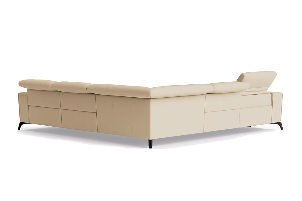 Valencia Esther Top Grain Leather Sofa, L-Shape with Right Chaise, Beige