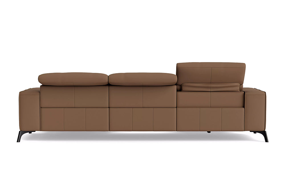 Valencia Esther Top Grain Leather Sofa, Three Seats with Right Chaise, Brown