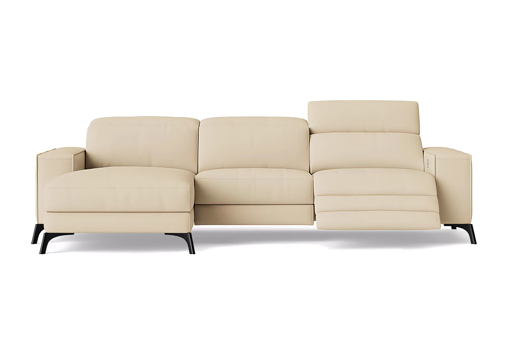Valencia Esther Top Grain Leather Sofa, Three Seats with Left Chaise, Beige