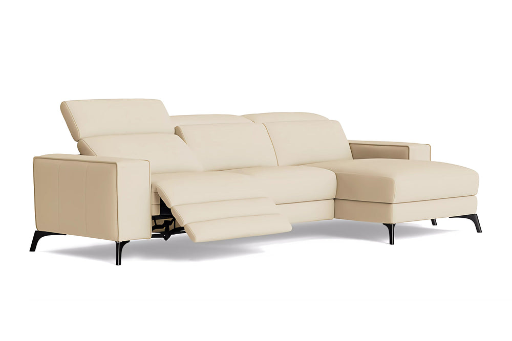 Valencia Esther Top Grain Leather Sofa, Three Seats with Right Chaise, Beige
