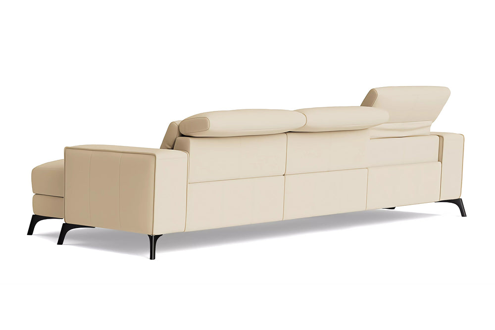 Valencia Esther Top Grain Leather Sofa, Three Seats with Right Chaise, Beige