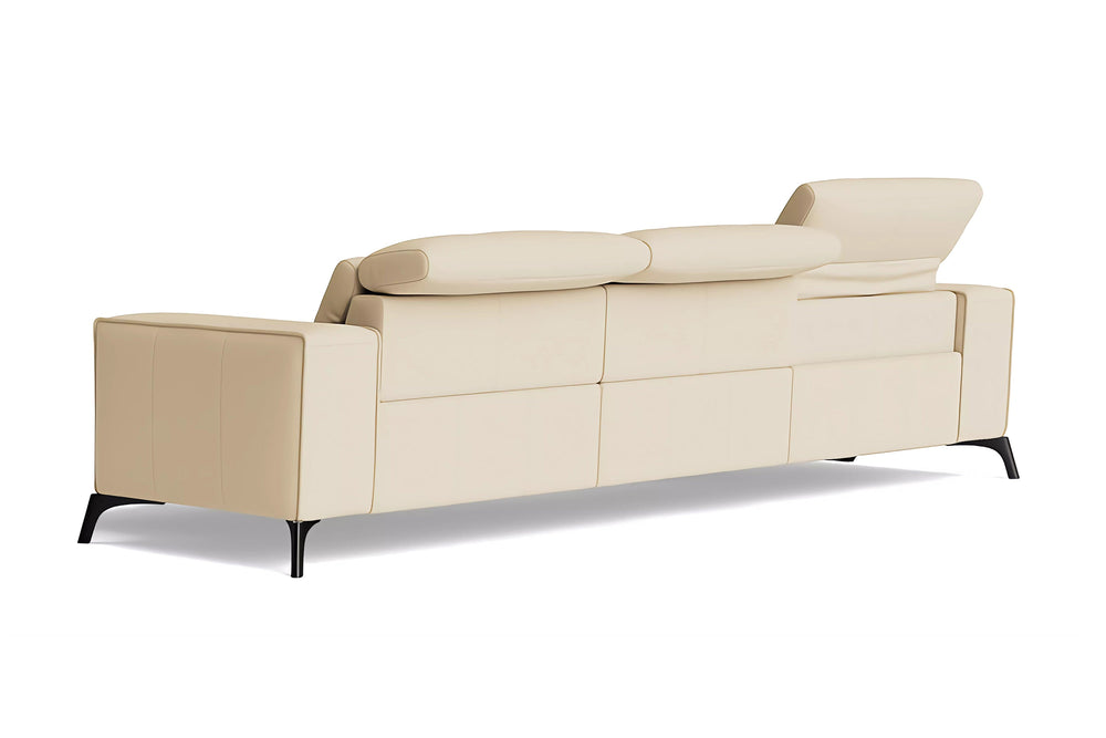 Valencia Esther Top Grain Leather Three Seats with Double Recliners Sofa, Beige