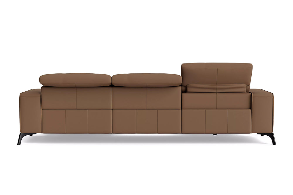 Valencia Esther Top Grain Leather Three Seats with Double Recliners Sofa, Brown