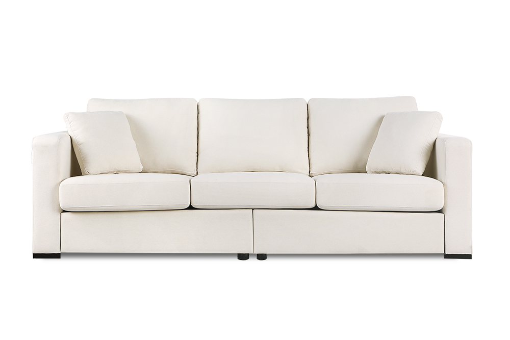 Valencia Eva Modern Fabric Three Seats Sofa Beige Color