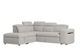 Valencia Finn Fabric Sectional Sofa Bed with Left Hand Storage, Light Grey Color