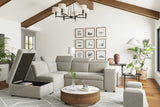 Valencia Finn Fabric Sectional Sofa Bed with Left Hand Storage, Light Grey Color
