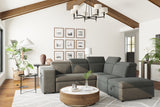 Valencia Finn Fabric Sectional Sofa Bed with Right Hand Storage, Dark Grey Color