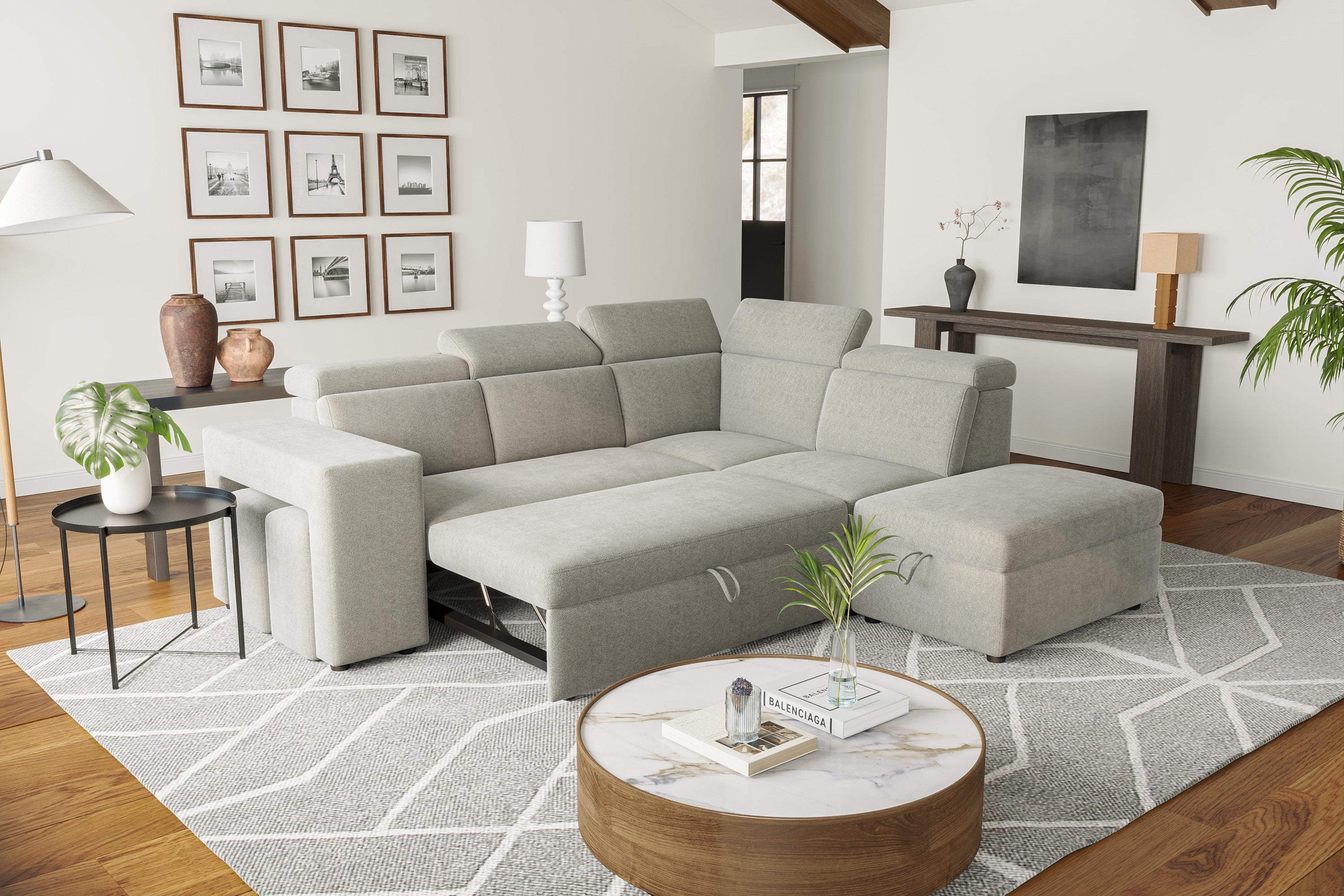 Grey sectional pull store out couch