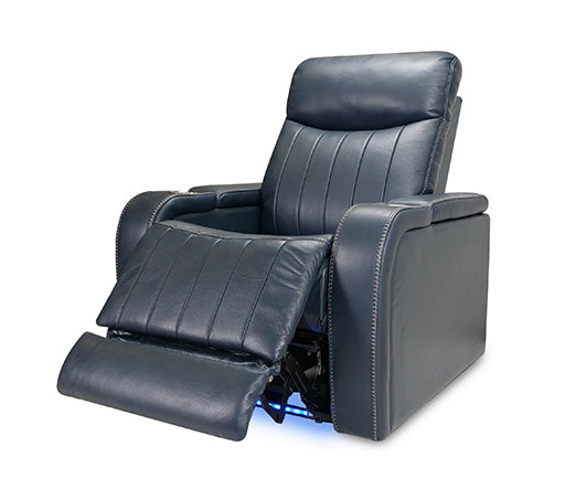 Glasgow Leather Recliner Navy Blue