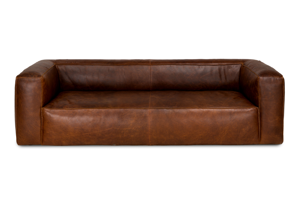 Graz Leather Grande Three Seat Sofa, Chocolate Color