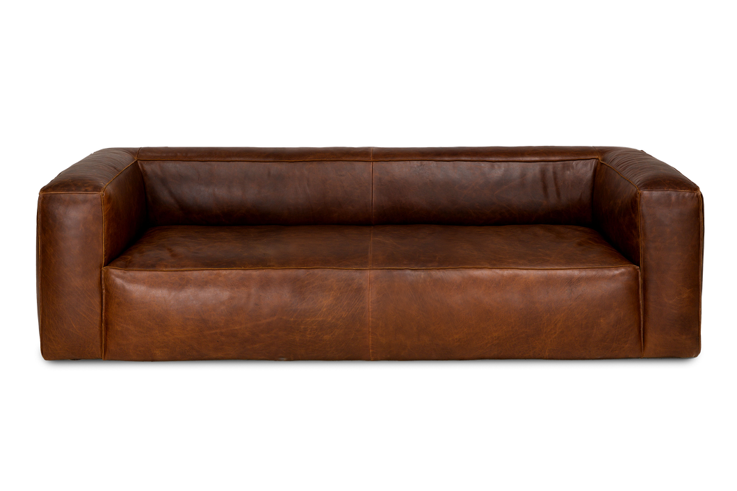 Graz Leather Grande Three Seat Sofa, Chocolate Color